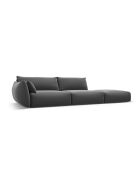 Dunkelgraues gerades 4-Sitzer-Sofa aus Samt von Matera - 264 x 110 x 85 cm