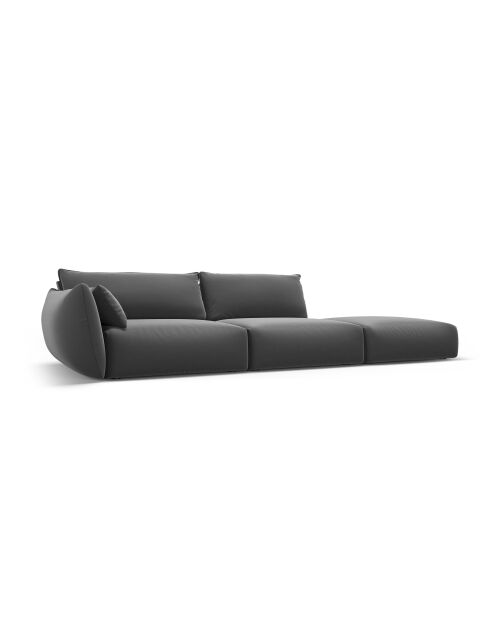 Dunkelgraues gerades 4-Sitzer-Sofa aus Samt von Matera - 264 x 110 x 85 cm