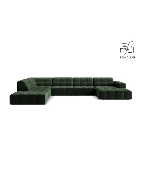 Panorama-Ecksofa (linke Seite) Chicago 7-Sitzer aus Samt, flaschengrün — 375 x 263 x 78 cm