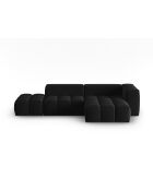 Verona Ecksofa für 4 Personen, aus schwarzem Samt, rechts, 265 x 145 x 70 cm