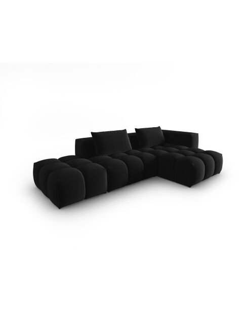 Verona 4-zits zwarte modulaire fluwelen hoekbank rechts - 265x145x70 cm