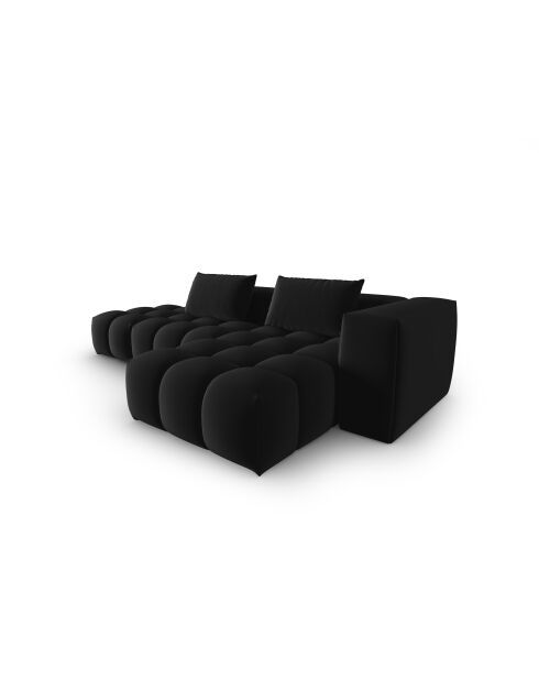 Verona 4-zits zwarte modulaire fluwelen hoekbank rechts - 265x145x70 cm