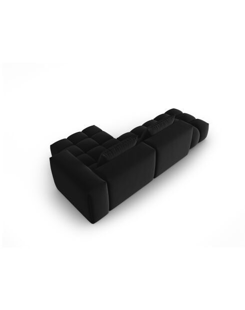 Verona 4-zits zwarte modulaire fluwelen hoekbank rechts - 265x145x70 cm