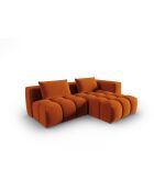 Modulares Ecksofa Verona aus Samt für 3 Personen, Terrakotta, 205 x 145 x 70 cm