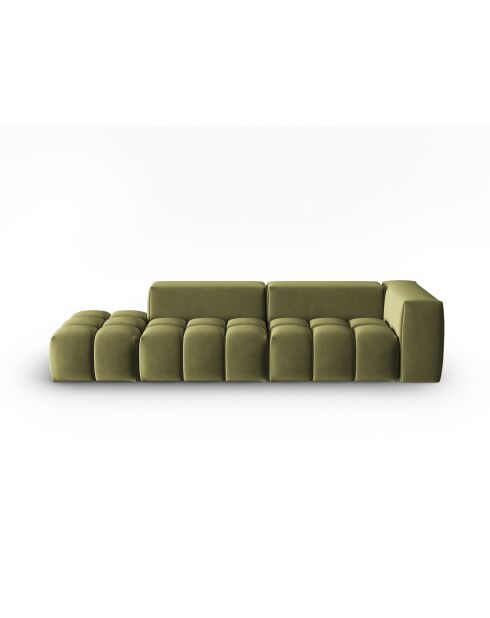 Canapé modulable gauche en velours Verona 4 places vert clair - 265x85x70 cm