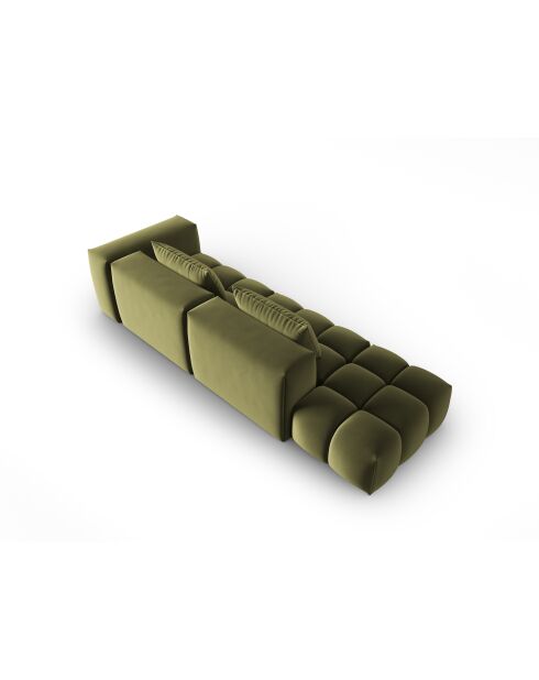 Canapé modulable gauche en velours Verona 4 places vert clair - 265x85x70 cm