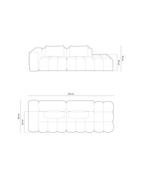 Canapé modulable gauche en velours Verona 4 places vert clair - 265x85x70 cm