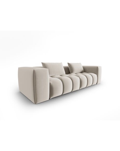 Canapé modulaire velours Verona 3 places écru - 230x85x70 cm