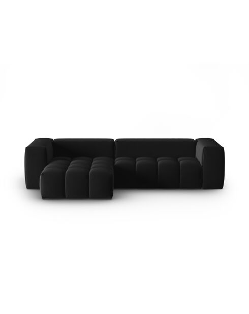Verona 3-zits zwarte modulaire fluwelen linkerhoekbank - 260x145x70 cm