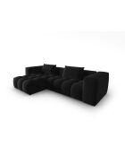 Verona 3-zits zwarte modulaire fluwelen linkerhoekbank - 260x145x70 cm