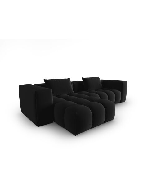 Verona 3-zits zwarte modulaire fluwelen linkerhoekbank - 260x145x70 cm