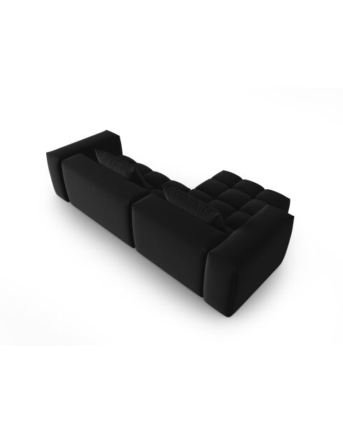 Verona 3-zits zwarte modulaire fluwelen linkerhoekbank - 260x145x70 cm