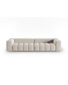 Modulares 5-Sitzer-Sofa Verona aus ecrufarbenem Samt - 290 x 85 x 70 cm