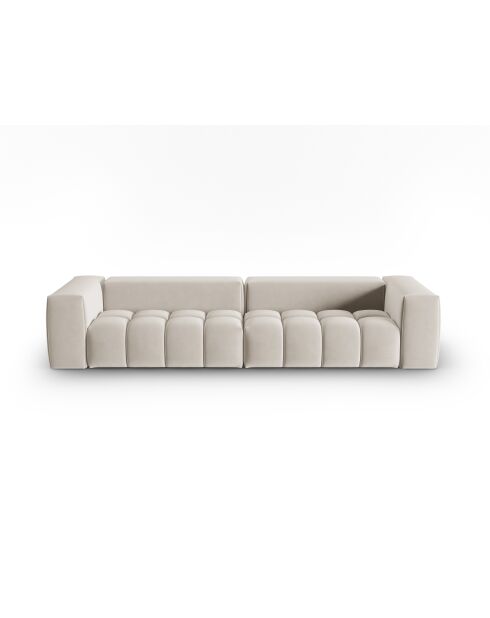 Modulares 5-Sitzer-Sofa Verona aus ecrufarbenem Samt - 290 x 85 x 70 cm