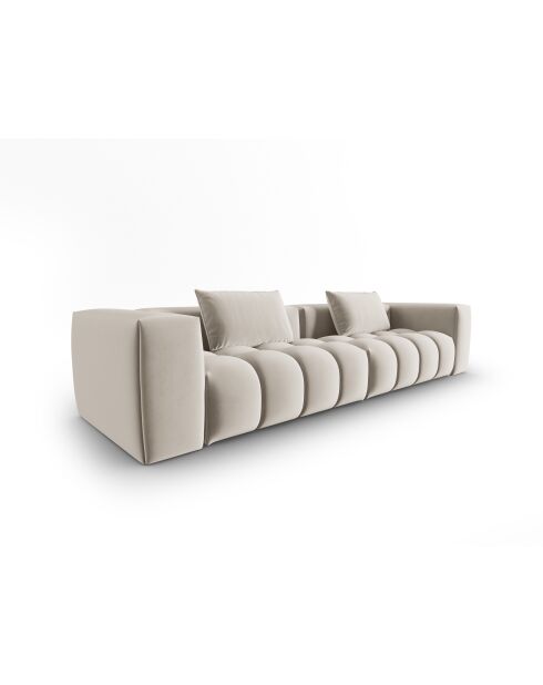 Modulares 5-Sitzer-Sofa Verona aus ecrufarbenem Samt - 290 x 85 x 70 cm