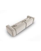 Modulares 5-Sitzer-Sofa Verona aus ecrufarbenem Samt - 290 x 85 x 70 cm