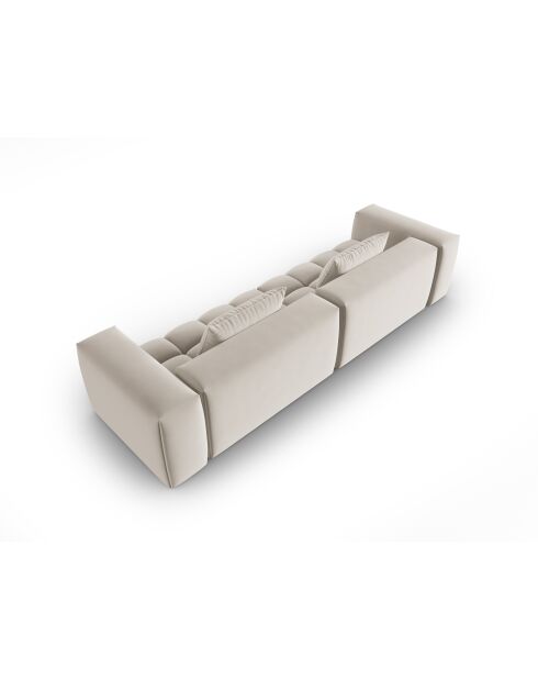Modulares 5-Sitzer-Sofa Verona aus ecrufarbenem Samt - 290 x 85 x 70 cm