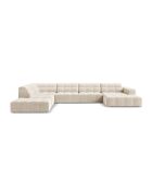 Panorama-Ecksofa (linke Seite) Chicago 7-Sitzer aus Samt, hellbeige — 375 x 263 x 78 cm