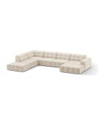 Panorama-Ecksofa (linke Seite) Chicago 7-Sitzer aus Samt, hellbeige — 375 x 263 x 78 cm
