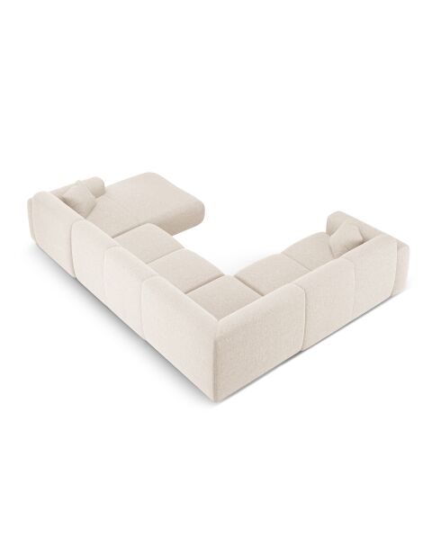 Nolio 6-zits lichtbeige panoramische hoekbank links open - 342x252x72 cm