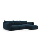 Divano angolare destro Matera blu royal a 5 posti - 280x171x85 cm