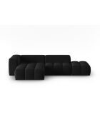 Verona 4-zits zwarte modulaire fluwelen linkerhoekbank - 265x145x70 cm