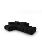 Verona 4-zits zwarte modulaire fluwelen linkerhoekbank - 265x145x70 cm