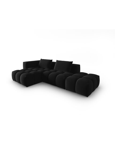 Verona 4-zits zwarte modulaire fluwelen linkerhoekbank - 265x145x70 cm