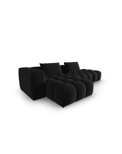 Verona 4-zits zwarte modulaire fluwelen linkerhoekbank - 265x145x70 cm