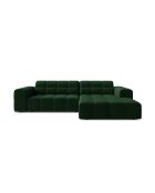 Divano angolare destro Chicago 3 posti in velluto verde bottiglia - 234x167x78 cm