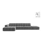 Chicago 5-Sitzer-Ecksofa links aus Samt hellgrau - 348x167x78 cm