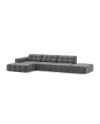 Chicago 5-Sitzer-Ecksofa links aus Samt hellgrau - 348x167x78 cm