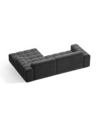 Divano angolare destro Chicago 3 posti in velluto grigio - 234x167x78 cm
