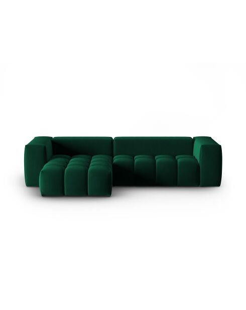 Verona 3-zits modulaire fluwelen linkerhoekbank flesgroen - 260x145x70 cm