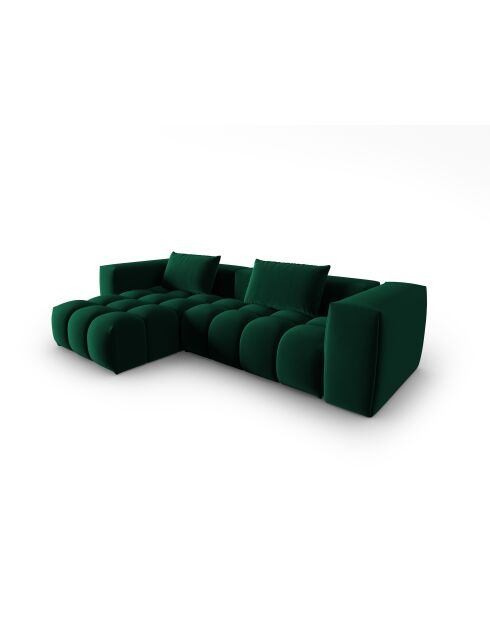 Verona 3-zits modulaire fluwelen linkerhoekbank flesgroen - 260x145x70 cm