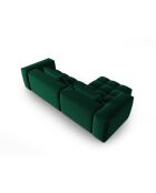 Modulares Ecksofa Verona aus Samt für 3 Personen, links, flaschengrün — 260x145x70 cm