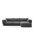 Dunkelgraues rechtes 5-Sitzer-Ecksofa aus Samt von Matera - 280x171x85 cm