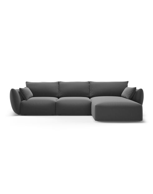 Dunkelgraues rechtes 5-Sitzer-Ecksofa aus Samt von Matera - 280x171x85 cm