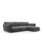Dunkelgraues rechtes 5-Sitzer-Ecksofa aus Samt von Matera - 280x171x85 cm