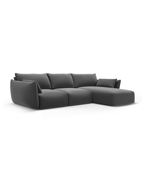 Dunkelgraues rechtes 5-Sitzer-Ecksofa aus Samt von Matera - 280x171x85 cm