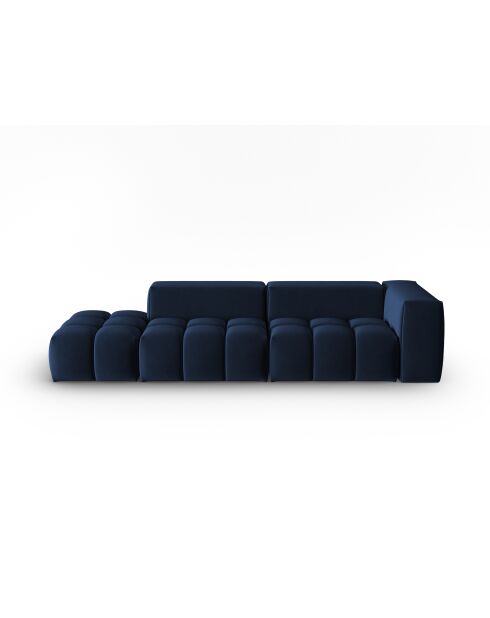 Canapé modulable gauche en velours Verona 4 places bleu roi - 265x85x70 cm