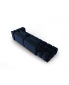 Canapé modulable gauche en velours Verona 4 places bleu roi - 265x85x70 cm