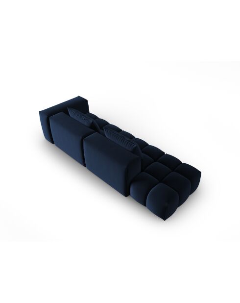 Canapé modulable gauche en velours Verona 4 places bleu roi - 265x85x70 cm