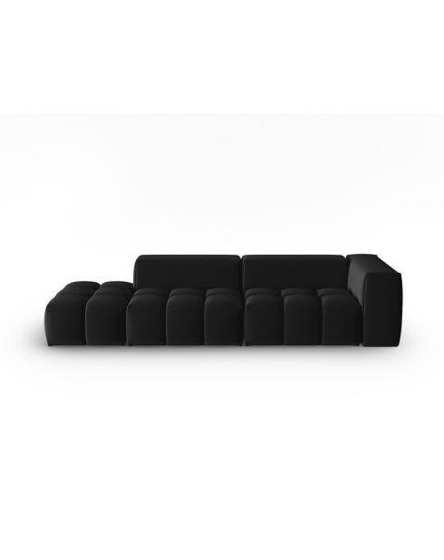 Canapé modulable gauche en velours Verona 4 places noir - 265x85x70 cm