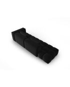 Canapé modulable gauche en velours Verona 4 places noir - 265x85x70 cm