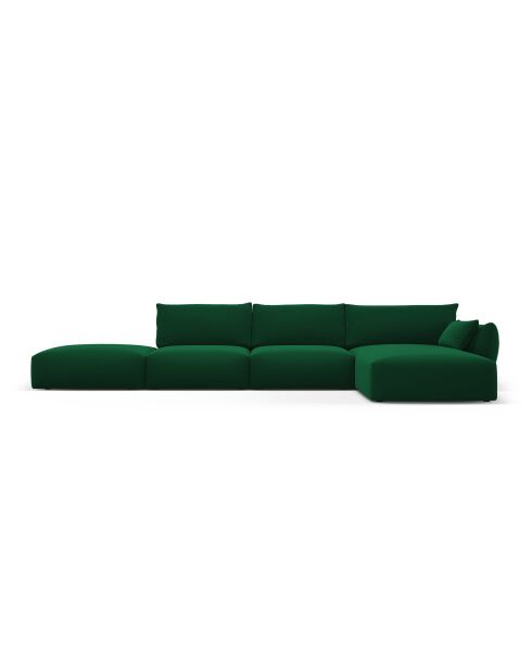 5-Sitzer-Ecksofa Matera aus Samt, rechts, flaschengrün - 364x171x85 cm