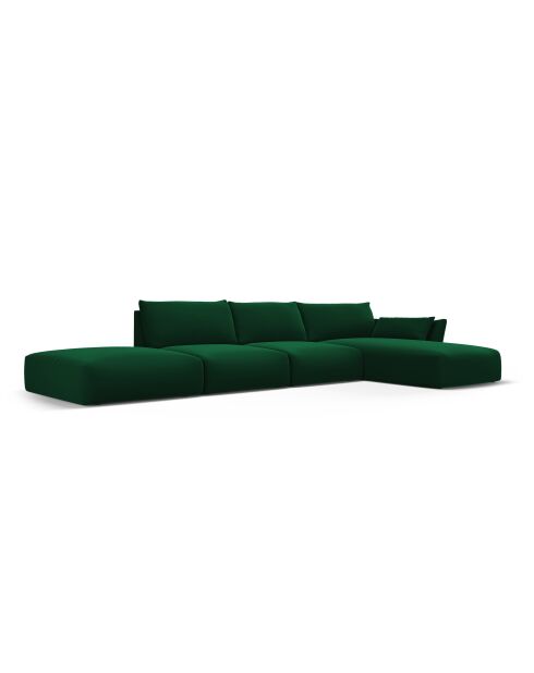 5-Sitzer-Ecksofa Matera aus Samt, rechts, flaschengrün - 364x171x85 cm