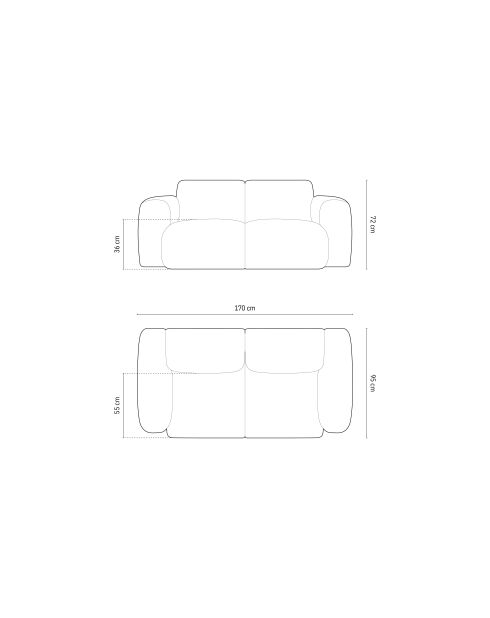 Canapé Nolio 2 places bleu roi - 170x95x72 cm