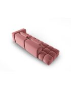 Canapé modulable gauche en velours Verona 4 places flamant - 265x85x70 cm