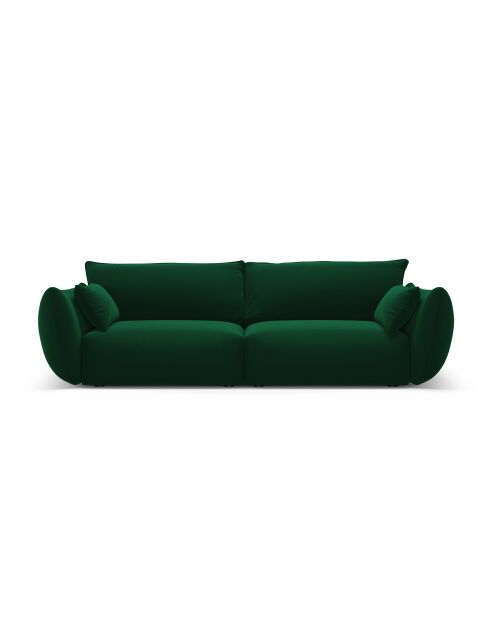Canapé velours Matera 3 places vert bouteille - 208x110x85 cm